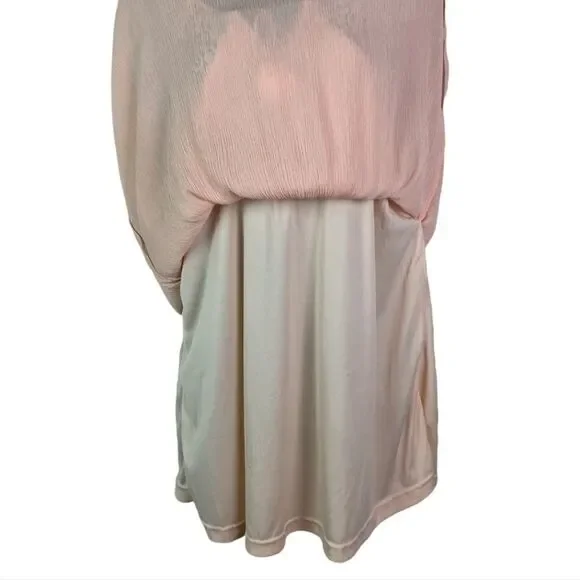 PURPLE Snow Boho Tunic Top Pale Pink Gauze Crochet Long Sleeves Size: L - Picture 9 of 9